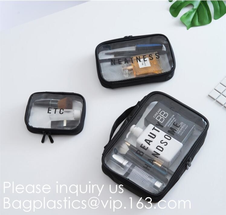 Kosmetische Duidelijke Zak van Pvc van het reis gemakkelijk-draagt de Transparante Toilet Make-upzak, Groot Capaciteits Mooi Leuk pvc Kosmetische Pouc