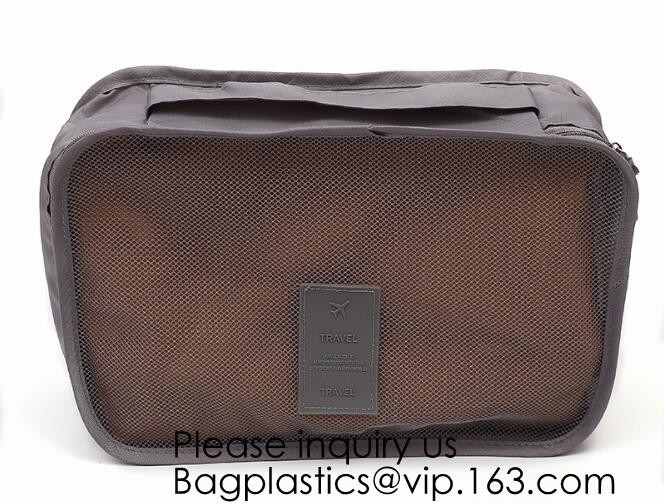 6pcs van de OrganisatorClothing van Mesh Pouch Laundry Bag Travel van de reiskleding het de pakkenhandvat, metaalritssluiting past mak van de embleemdruk aan