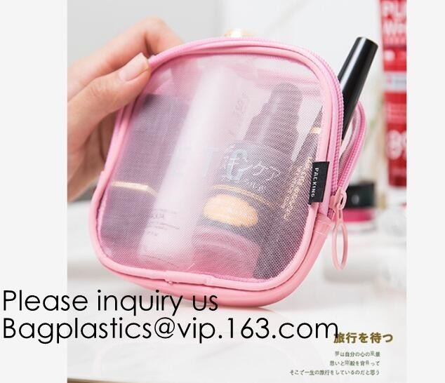 Reistoiletry van de de organisatorzak van de zak kosmetische make-up van de ritssluitings transparante pvc het netwerkzakken, bags&amp;case van de zak nylon kosmetische gift