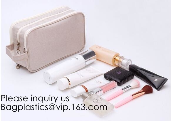 Nieuwe de Make-upborstel Mesh Cosmetic Bag, de Draagbare van de Organisatorcosmetic bag toiletry van de Canvasreis Zak van de Manierreis van de de Make-upwas