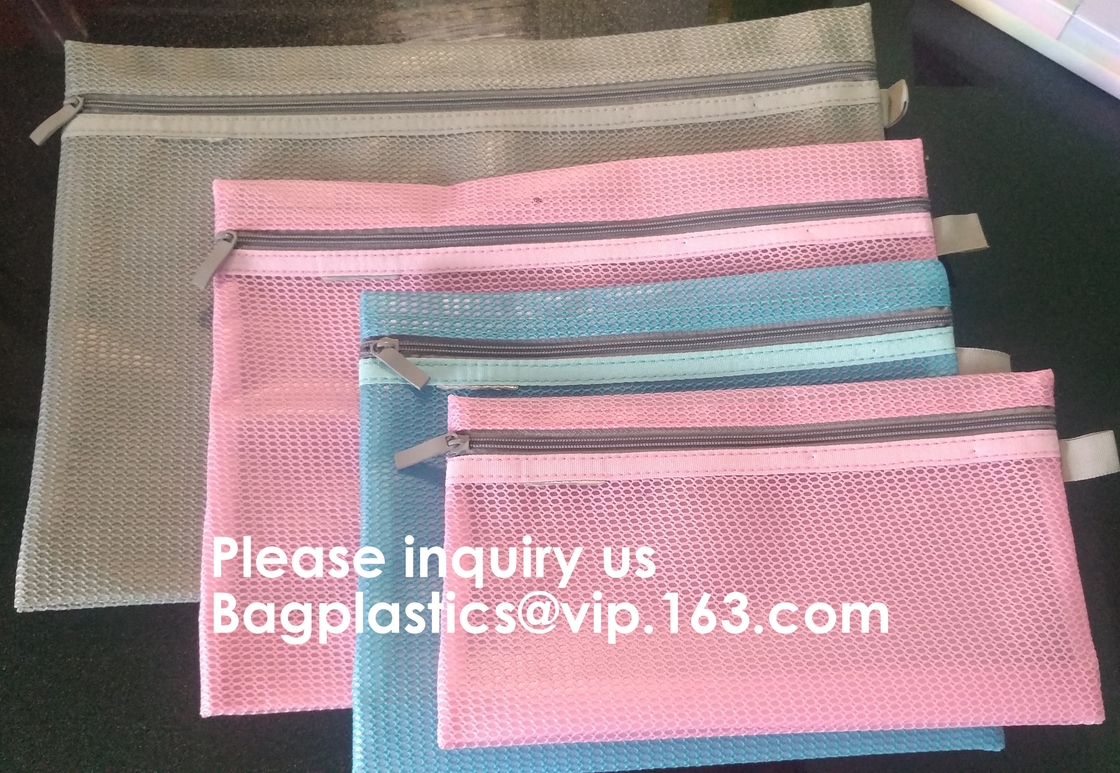 A4 van de de Omslagritssluiting van het Bureaudossier het Documentzak van pvc van Mesh Color Package Clear, de Knoop van Mesh Document Bag Clear Bag van de Dossieromslag