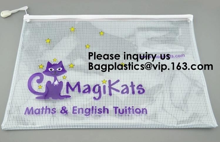 Mesh Bag /Zipper/Mesh Pouch /File, Promotie Plastic Mesh Clear File Bag With-Ritssluiting, Juwelengift Duidelijk Mesh Pouch