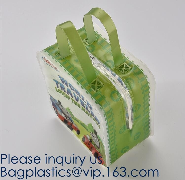 Kinderenstuk speelgoed pak, rugzak, handvatzak, Kleine Ritssluiting EVA Makeup Bag Wholesale, pvc EVA C van Douanelogo zip lock transparent