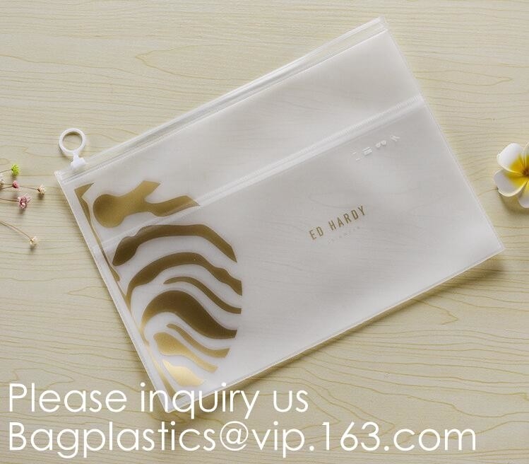 De manierbrief berijpte Transparant pvc Eva Clothing Underwear Zipper Bag met Embleem, Eco Vriendschappelijke Roze Duidelijke Eva Makeup Ba