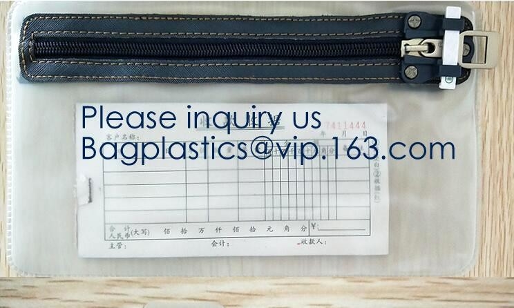 Van de het Leerbank van ritssluitings de Vinylpvc van de Stortingszakken Zak van de de Bankstorting met Sleutelring, die Koerier Bag 1000 Denier Nylon Combinat sluiten