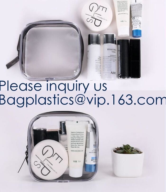 TSA-Toiletry van de Luchtreis Zak die met van de de Samenstellingszak van Ritssluitings Vinylpvc het Handvatriemen wordt geplaatst voor Vrouwenmannen, het Waterdichte Pak van Roybens