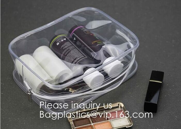 De duidelijke Reistoiletry van de Make-upzakken van Zakpvc Waterdichte Kosmetische Organisator With Handle See door Plastic Duidelijk Geval