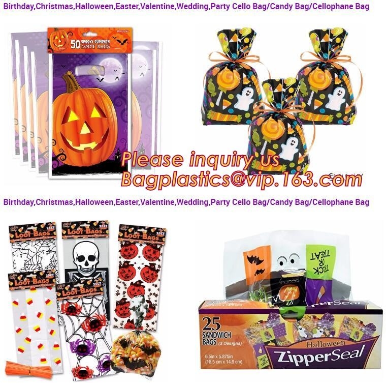 Pasen-van de de Drukverpakking van Huwelijkshalloween Opp de Zak van het Kerstmissuikergoed, Halloween-van het de Zaksuikergoed van de Voedselcontainer de Pa van het Bakselkoekjes