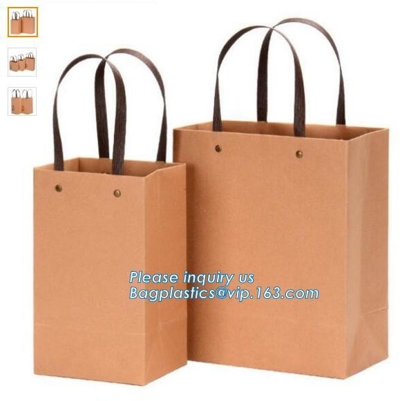 Het Winkelen van luxedouane Gedrukte Logo Christmas Brown Kraft Paper GiftBoodschappentas, exclusief naar maat gemaakt luxelint han