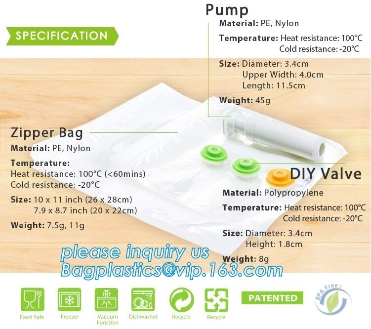 de opnieuw te gebruiken gelamineerde plastic verpakking maakte vacuüm verzegelde nylon het polytheenzak van de voedselopslag op broodje, BAGPLASTICS in reliëf. BAGEASE