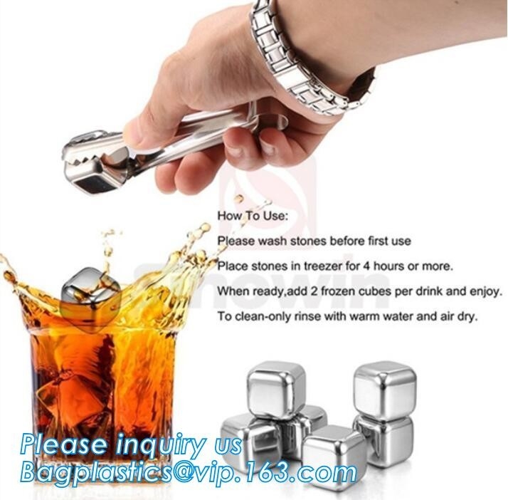 Aangepaste het ijsblokjesteen van de roestvrij staalwhisky, Mini Stainless Steel Ice Cube-de groothandel van de Whiskysteen, bagease, pac