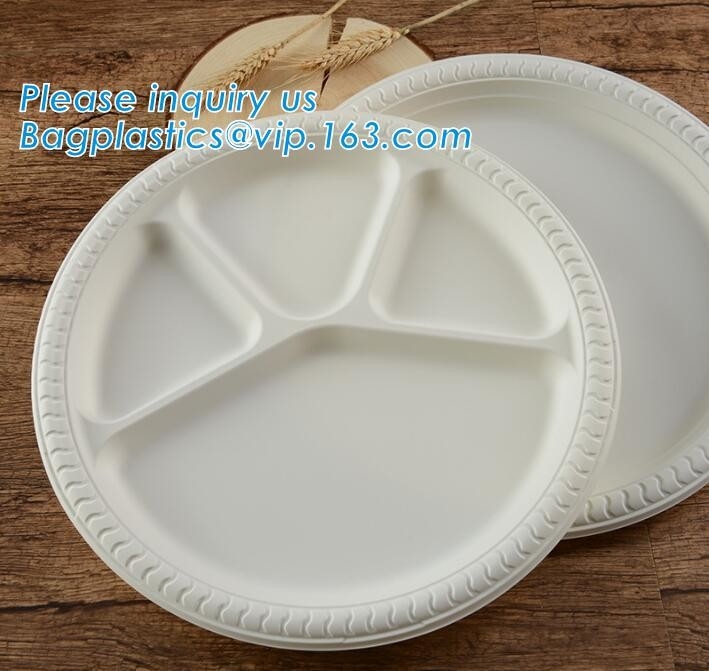 Milieuvriendelijke biologisch afbreekbare composteerbare het voedselplaat van de suikerrietbagasse 7inch, beschikbaar de plaat9inch pak van het bagassesuikerriet
