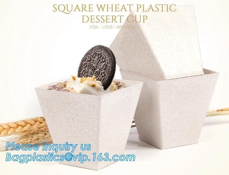 Kop van het de vormdessert van het tarwestro de Composteerbare HEXAGON, de vierkante kop van het tarwe plastic dessert, Plastic Beschikbaar het Maïszetmeelcu van Pla