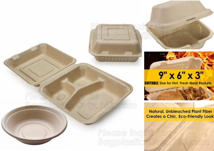 Hoogste verkoper 2018 van Amazonië van het de compartimenten biologisch afbreekbare maïszetmeel van 1500ml vierkante 3 van de de lunchcontainer beschikbare bageasebagplas