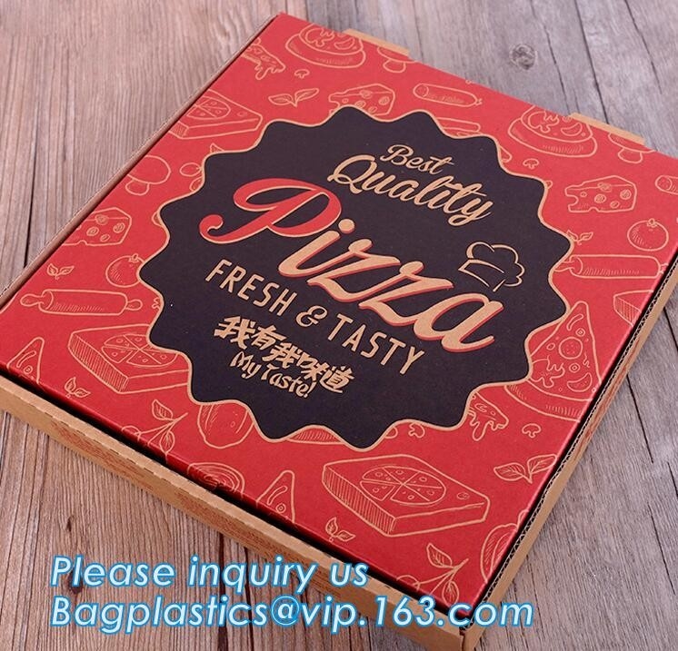 Gedrukt bruin kraftpapier-document pizzavakje, het Goedkope vakje van de pakpapierpizza, goedkoop gedrukt embleem om het vakje van de douanepizza bageasepacka