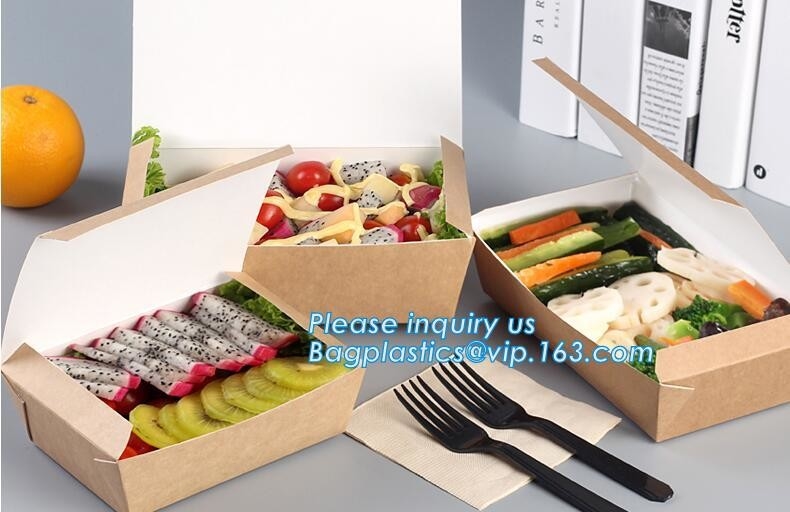 het document van douanekraftpapier van de de cakegift van het lunchvoedsel drukte het verpakkende vakje met deksel, Beschikbare douane kraftpapier-document grote snel voedselpacka