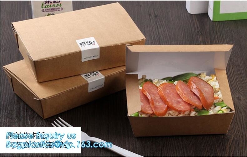 Het Document van Kraftpapier van het douane In het groot Rekupereerbaar Verpakkend Voedsel Lunch Golfvakje, het vakje van het premievoedsel document die lunchvakje bro vouwen