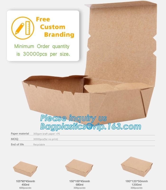 De de rechthoekmatrijs van de Wholesalesdouane sneed verpakkend het document van kraftpapier van het lunchvoedsel golf mailer vakje, Meeneemvoedsel Verpakking Kraftpapier