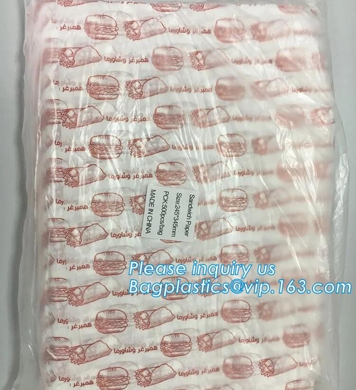 Voedseldocument omslagen, voedseldocument zakken, pe met een laag bedekt document broodjes, sandwichdocument, hotdogdocument, Frans in brand gestoken document, lunchomslag, delicatessenwinkel
