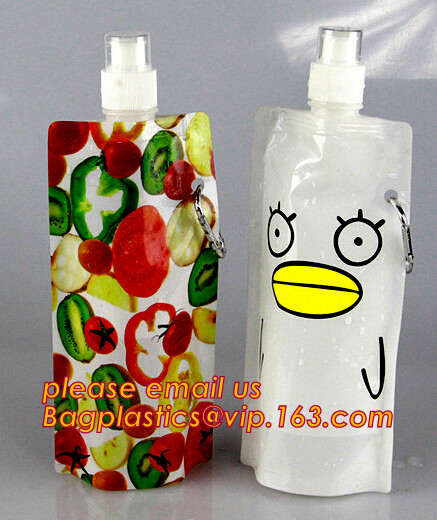 Aangepast embleem die de fles van het sportenwater/waterzak/vouwbare zak voor reis vouwen, Opvouwbare Waterfles/Waterzak vouwen