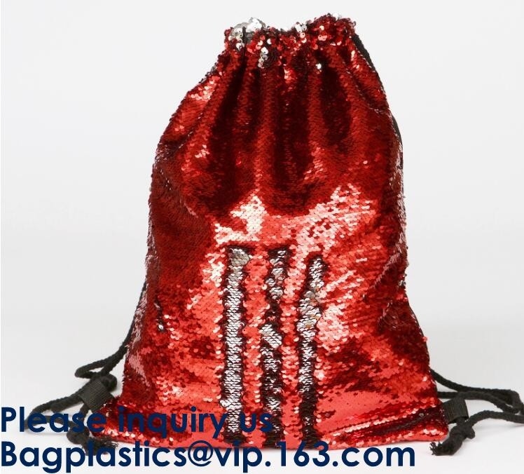 Van de de Verkoop Magische Meermin van Amazonië de Hete Zak van het Lovertjedrawstring Omkeerbare, In het groot Polyesterdouane LOGO Sequin, Lovertjes, Paillet