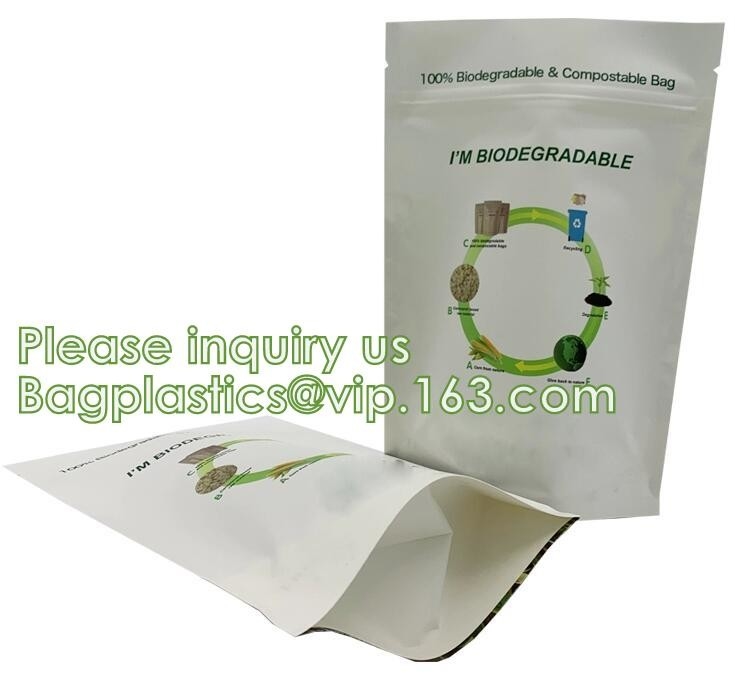 Van de het Voedsel Standup Witte Resealable Grote Voorraad van Bageasebagplastics Bruine Kraftpapier Composteerbare k het Duidelijke Document Zakken