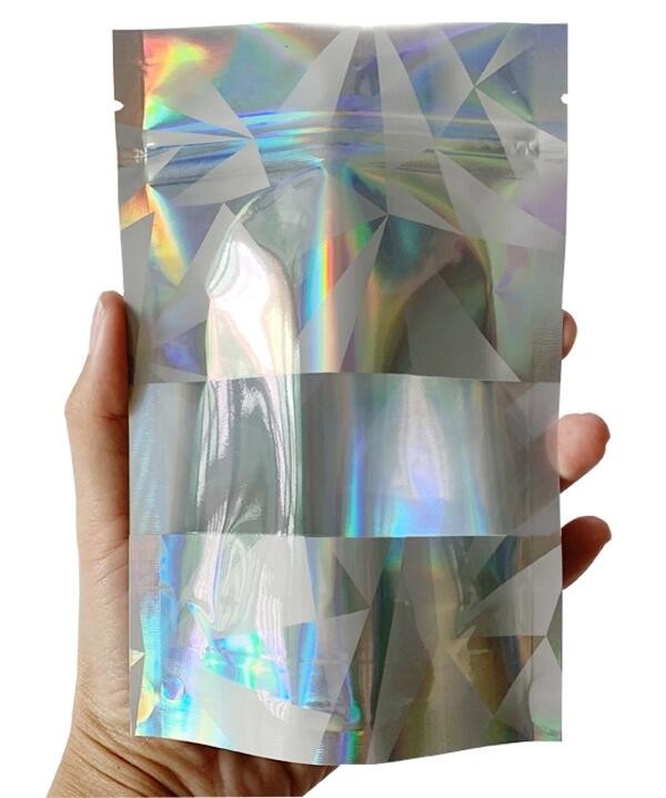 Bageasepak Recloseable Transparant Front Holographic Stand Up Pouch/Plastic Kosmetische Zak/Nagellak Verpakking