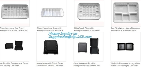 mushroom tray vegetable tray, corn starh plastic disposable lunch box, eco friendly biodegradable plates