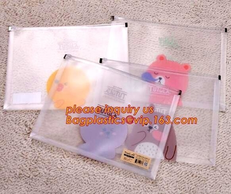 Office School Supply A4/5/6 Plastic PVC Document Bags With Zipper File Folder Stationery Pen Bag For Office School Suppl