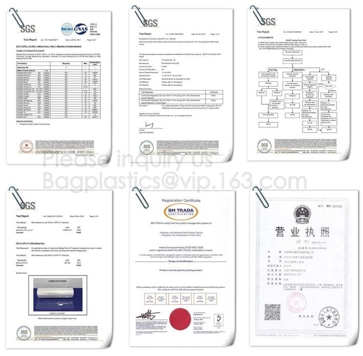 China YANTAI BAGEASE PACKAGING PRODUCTS CO.,LTD Certificaten